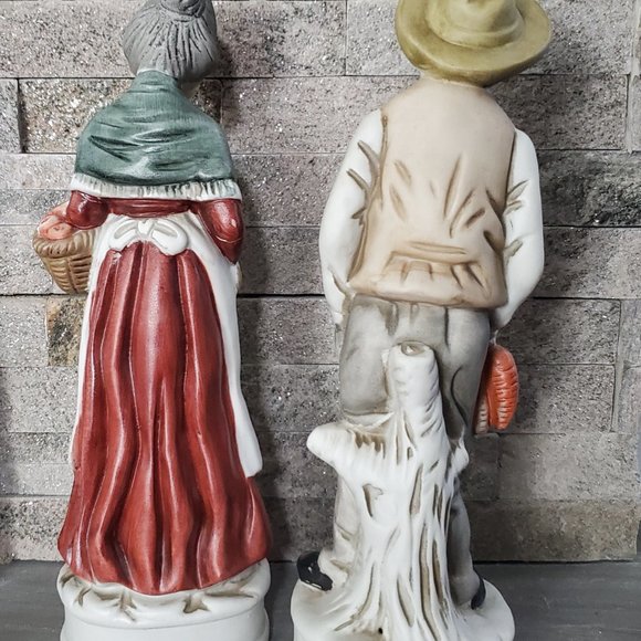 Cute Farmer & His Wife Figurines Handpainted Ceramic Countrycore Southwestern - Picture 5 of 11